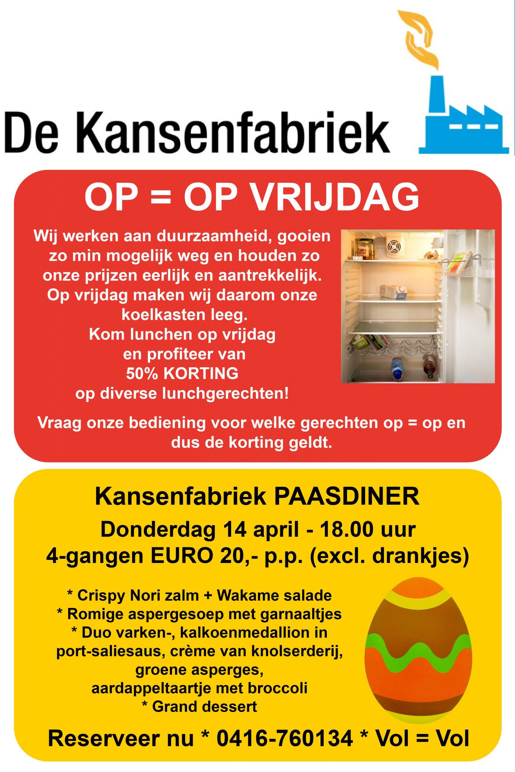 Paasdiner donderdag 14 april